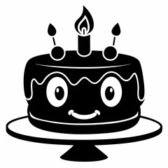 Birthday cake  vector illustration, cake birthday cake with candles,  vector art, birthday cake Line art, cake silhouette