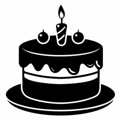 Birthday cake  vector illustration, cake birthday cake with candles,  vector art, birthday cake Line art, cake silhouette