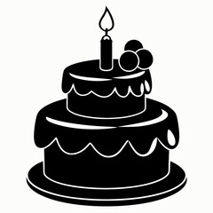 Birthday cake  vector illustration, cake birthday cake with candles,  vector art, birthday cake Line art, cake silhouette