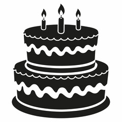 Birthday cake  vector illustration, cake birthday cake with candles,  vector art, birthday cake Line art, cake silhouette
