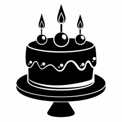 Birthday cake  vector illustration, cake birthday cake with candles,  vector art, birthday cake Line art, cake silhouette