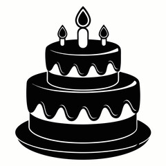 Birthday cake  vector illustration, cake birthday cake with candles,  vector art, birthday cake Line art, cake silhouette
