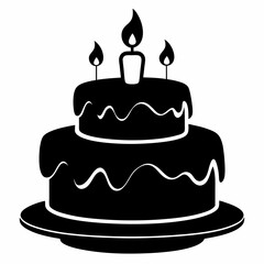 Birthday cake  vector illustration, cake birthday cake with candles,  vector art, birthday cake Line art, cake silhouette