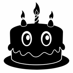 Birthday cake  vector illustration, cake birthday cake with candles,  vector art, birthday cake Line art, cake silhouette