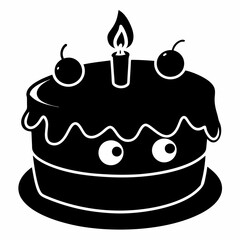 Birthday cake  vector illustration, cake birthday cake with candles,  vector art, birthday cake Line art, cake silhouette