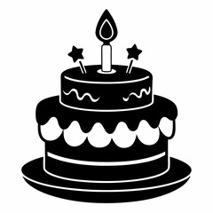 Birthday cake  vector illustration, cake birthday cake with candles,  vector art, birthday cake Line art, cake silhouette