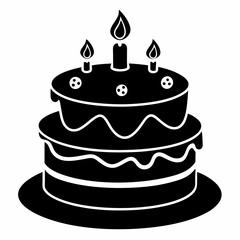 Birthday cake  vector illustration, cake birthday cake with candles,  vector art, birthday cake Line art, cake silhouette