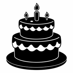 Birthday cake  vector illustration, cake birthday cake with candles,  vector art, birthday cake Line art, cake silhouette