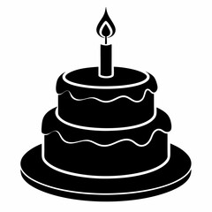 Birthday cake  vector illustration, cake birthday cake with candles,  vector art, birthday cake Line art, cake silhouette