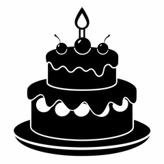 Birthday cake  vector illustration, cake birthday cake with candles,  vector art, birthday cake Line art, cake silhouette