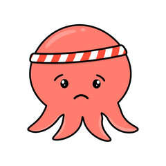 Illustration vector graphic of octopus cartoon character. Cute octopus kawaii with headband.