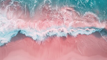 Fototapeta premium Ocean Waves Crashing on a Pink Beach