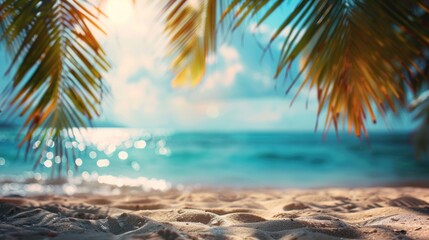 Tropical Beach Oasis - Sunlight Through Palm Leaves