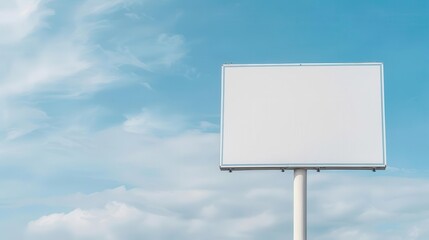 Blank billboard against a blue sky background, ideal for advertising and promotional content.