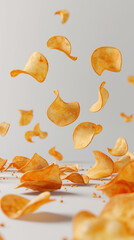 Naklejka premium Cassava chips flying