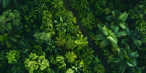 Fototapeta premium Capturing the Vastness of the Amazon Rainforest Stunning Drone Footage. Concept Amazon Rainforest, Aerial Photography, Drone Footage, Nature's Beauty, Immersive Experience