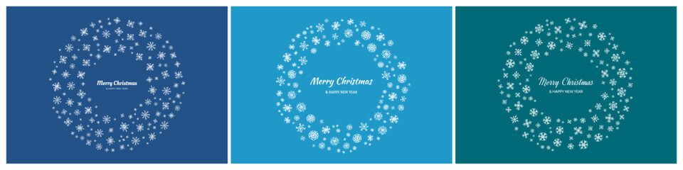 Set of Merry Christmas backgrounds with snowflakes