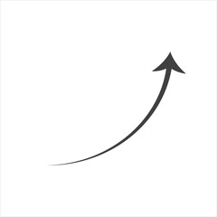 Curve arrow icon vector . Black long up arrow icon vector . arrow pointing upward.