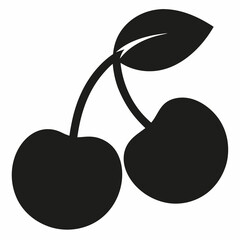 Red apple vector illustration, red apple with cherry,  cherry vector art, red apple with cherry silhouette
