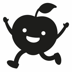 Red apple vector illustration, red apple with cherry,  cherry vector art, red apple with cherry silhouette