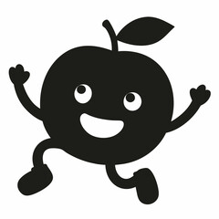 Red apple vector illustration, red apple with cherry,  cherry vector art, red apple with cherry silhouette