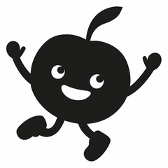 Red apple vector illustration, red apple with cherry,  cherry vector art, red apple with cherry silhouette