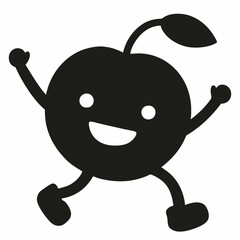 Red apple vector illustration, red apple with cherry,  cherry vector art, red apple with cherry silhouette