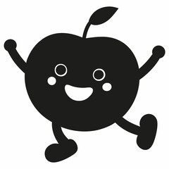 Red apple vector illustration, red apple with cherry,  cherry vector art, red apple with cherry silhouette