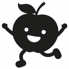 Red apple vector illustration, red apple with cherry,  cherry vector art, red apple with cherry silhouette