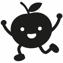 Red apple vector illustration, red apple with cherry,  cherry vector art, red apple with cherry silhouette