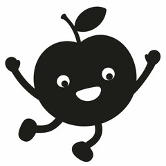 Red apple vector illustration, red apple with cherry,  cherry vector art, red apple with cherry silhouette