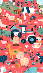 cartoon 2d illustrator doodle pattern, cute pattern in graphic seamless pattern