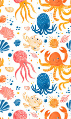 Obraz premium cartoon 2d illustrator doodle pattern, cute pattern in graphic seamless pattern