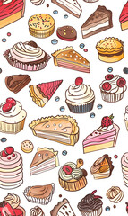 cartoon 2d illustrator doodle pattern, cute pattern in graphic seamless pattern