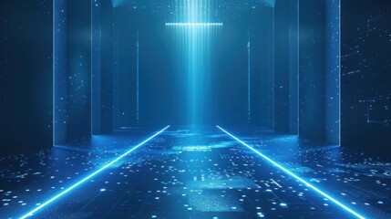 Neon Lights Pathway in Digital World