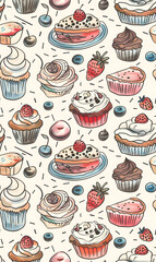 cartoon 2d illustrator doodle pattern, cute pattern in graphic seamless pattern
