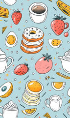 cartoon 2d illustrator doodle pattern, cute pattern in graphic seamless pattern