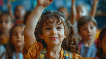 Caring Teacher Explaining Math Lesson to Classroom of Bright Diverse Children