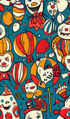 cartoon 2d illustrator doodle pattern, cute pattern in graphic seamless pattern