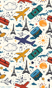 cartoon 2d illustrator doodle pattern, cute pattern in graphic seamless pattern