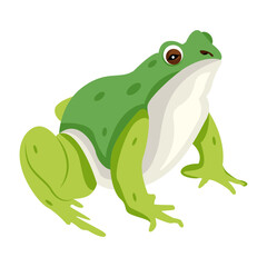 Frog cartoon icon in flat style

