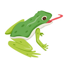 A flat style icon of eating frog 

