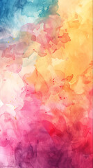 Obraz premium Vertical abstract watercolor background in warm and cool colors with copy space
