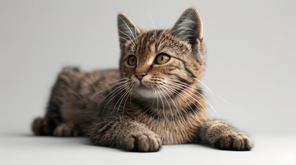 Obraz premium British cat lying and playing isolated on a white background