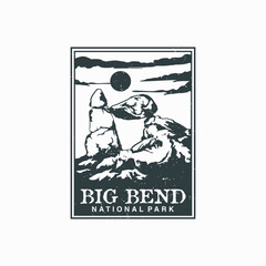 Big bends national park vector illustration in stamp style.