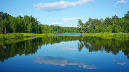 Tranquil Lake in a Forest.