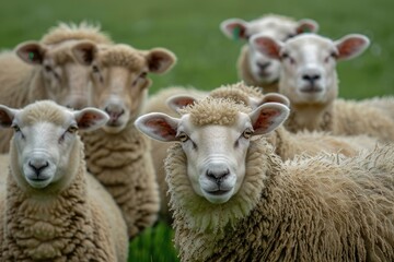 Obraz premium Close-up Portrait of a Sheep in a Field