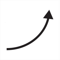 Curve arrow icon vector . Black long up arrow icon vector . arrow pointing upward.