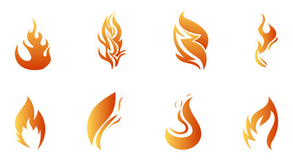 Red Fiery flames vector set isolated on a white background , illustration Vector EPS 10