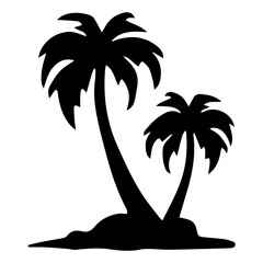 Illustration of two coconut trees.